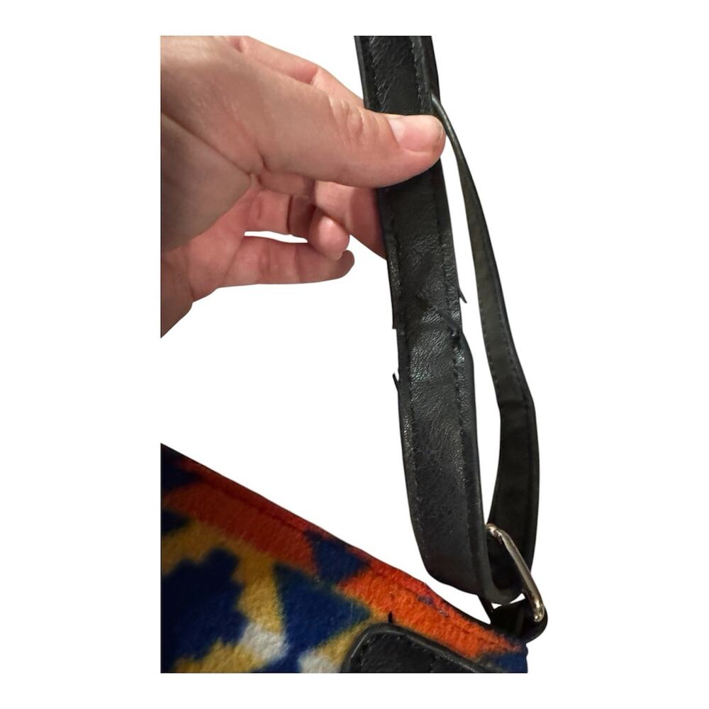 Southwest Aztec Saddle Blanket Style Purse Blue Orange Black Shoulder Bag - Picture 4 of 7